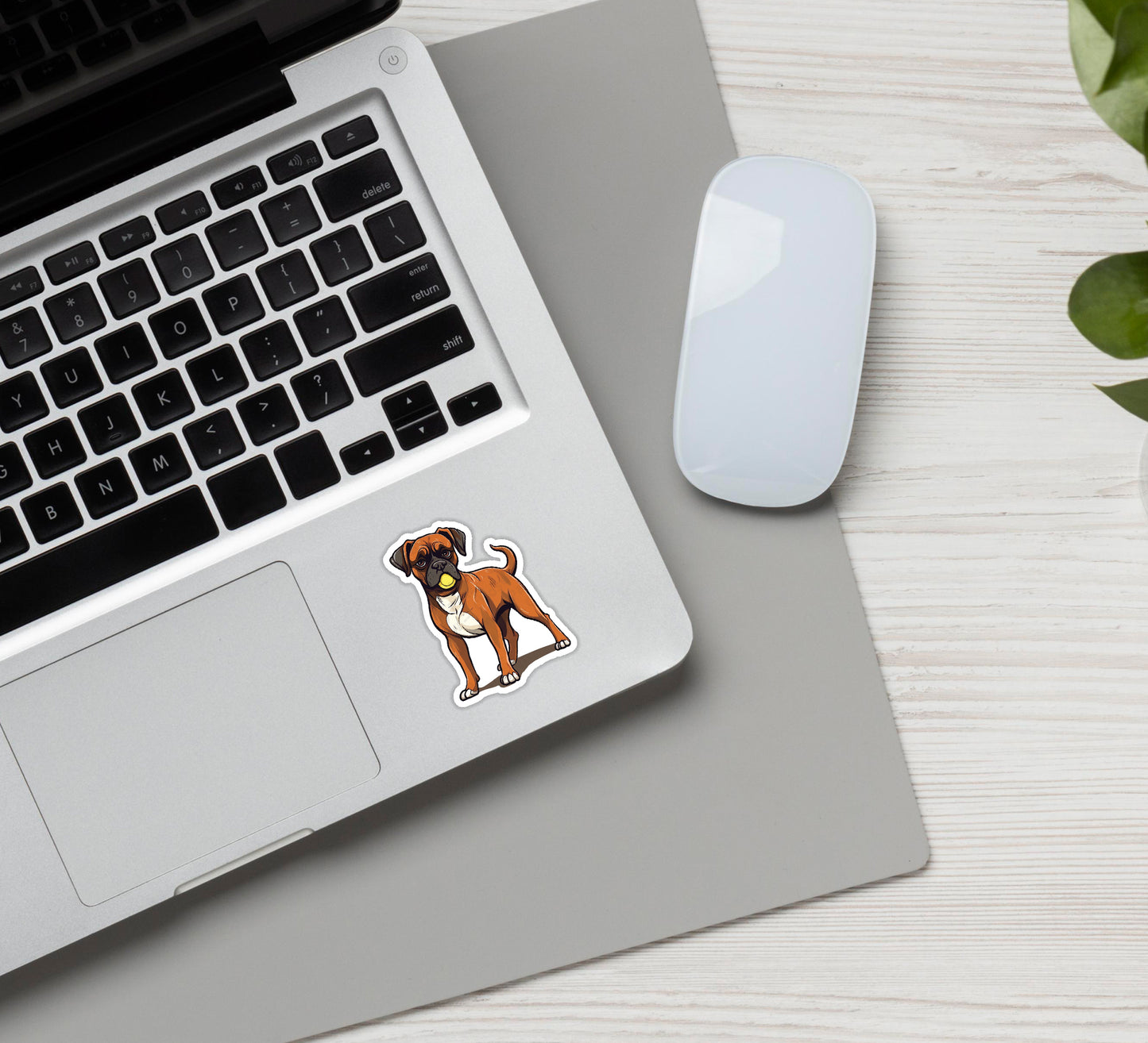 Boxer With Tennis Ball Vinyl Sticker