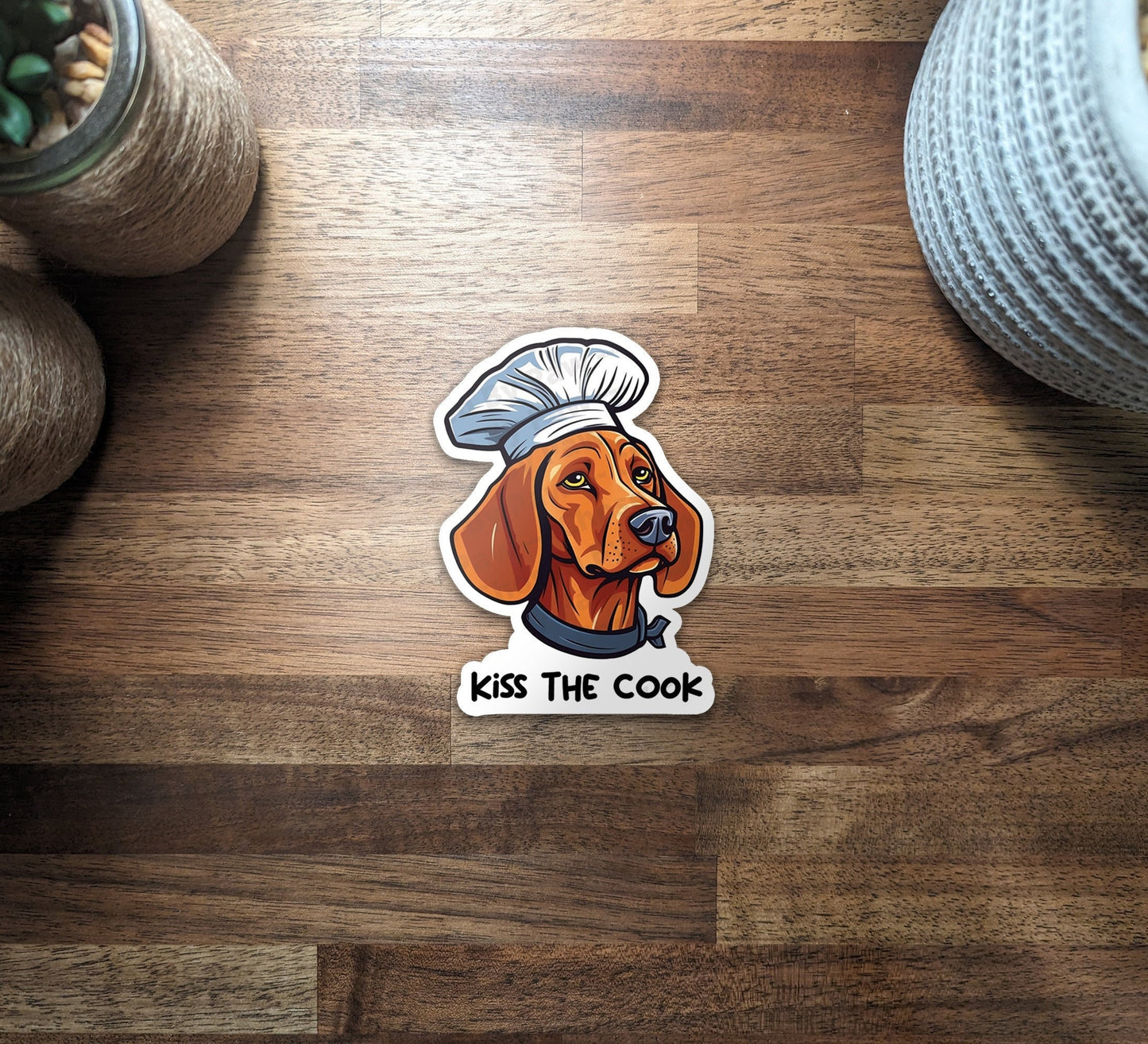 Vizsla Kiss The Cook Vinyl Sticker