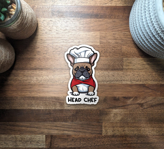 Bulldog Head Chef Vinyl Sticker