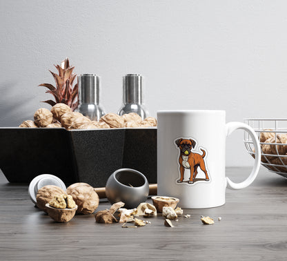 Boxer With Tennis Ball Vinyl Sticker