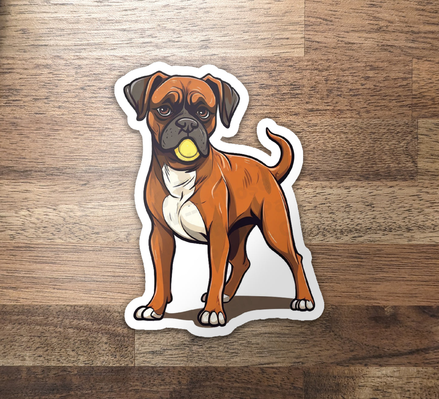 Boxer With Tennis Ball Vinyl Sticker