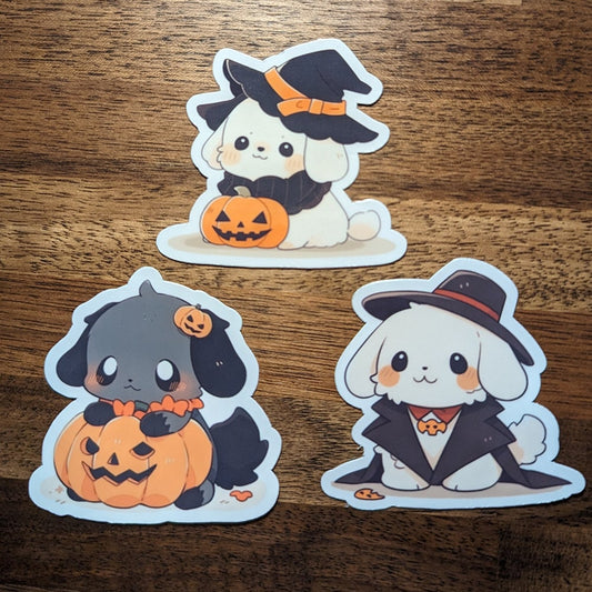 Cute Halloween Dog Vinyl Stickers - Pack of 3