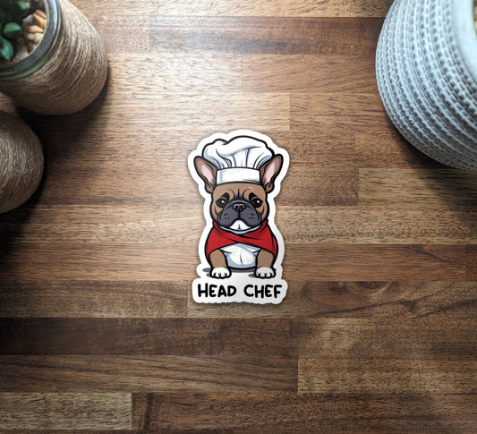 Bulldog Head Chef Vinyl Sticker