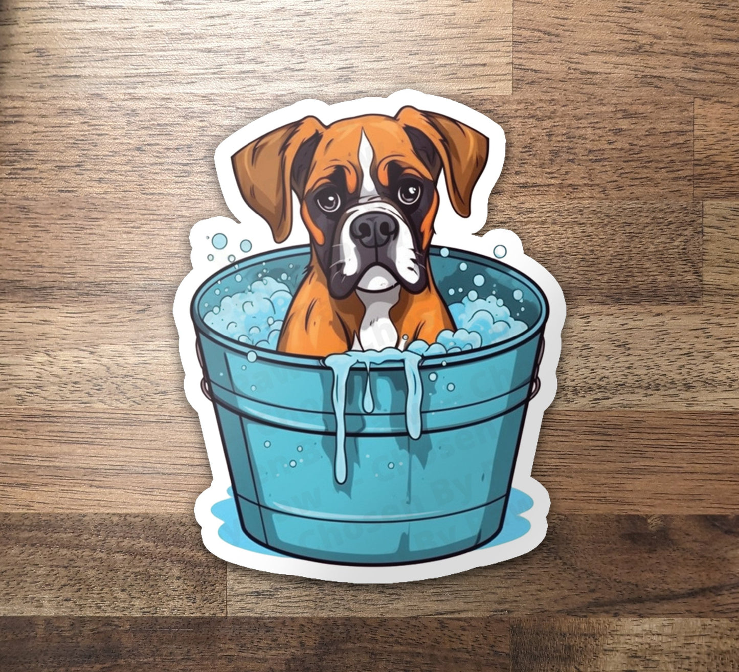 Boxer In Bath Vinyl Sticker