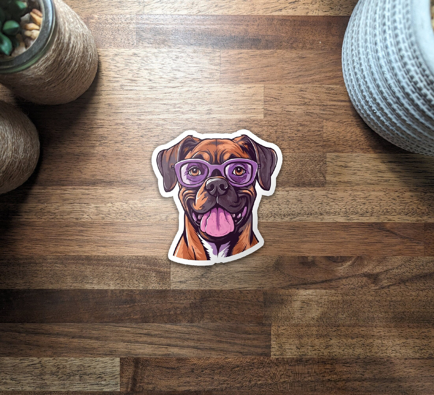 Boxer Wearing Sunglasses Vinyl Sticker